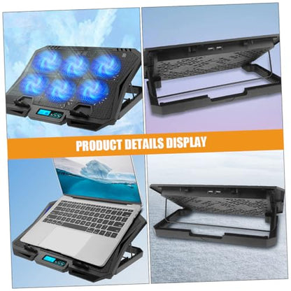Kichvoe Laptop Cooling Pad with 6 Fans, 15.6-inch Quiet Air Cooler Stand, Adjustable Speed Blue Led, USB Powered Cooling Stand for Gaming and Office Laptops