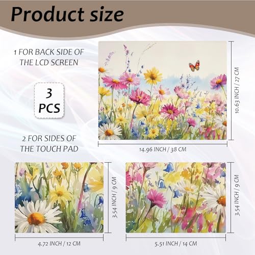 Laptop Skin 12.1-15.6 inch Removable Universal Reusable Laptop Sticker Decal,Waterproof No Residue Vinyl Cover,Scratch-Resistant Cuttable Full Wrap Sticker for Notebook, Wildflower Daisy Butterfly - color: Wildflower Daisy Butterfly