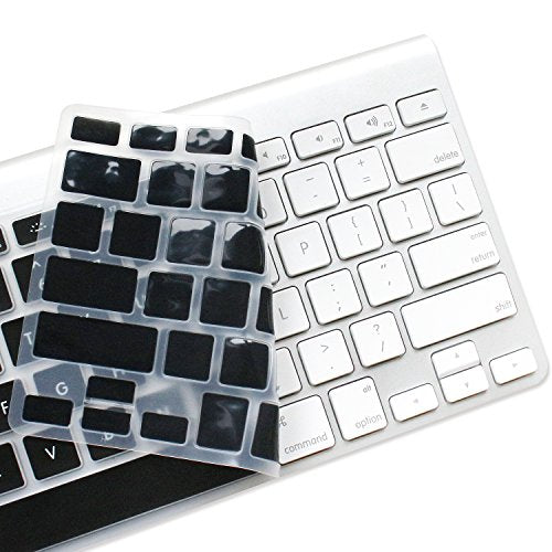 ProElife Ultra Thin Silicone Keyboard Protector Cover Skin for Apple Wireless Keyboard with Bluetooth MC184LL/B (Model A1314, U.S Layout) (Not Fits Magic Keyboard) (Black) - color: Black