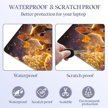Universal Laptop Skin Sticker Decal,15.6 Inch Laptop Vinyl Cover for 13" 14" 15.6" Laptop,Scratch-Resistant Waterproof Protector Wrap,Reusable with Wrist Pads,Butterfly Deer Family - color: Butterfly Deer Family