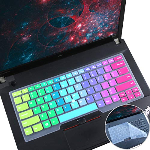 2 Pack Keyboard Cover for Lenovo Thinkpad X1 Carbon 14" 5th/6th/7th Gen,ThinkPad X1 Yoga Gen 3/4/5, Thinkpad T14 T480(s) T490/S T495(S) L380 L390 L480 L490 L14 14",New S2,ThinkPad P1 Gen 2 - color: Rainbow+Clear