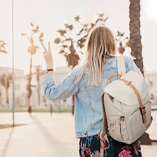 BAGSMART Camera Backpack DSLR Camera Bag Backpacks for Photographers | Waterproof Anti-Theft Photography Backpack with 15 Inch Laptop Compartment - color: A-ivory White[single Buckle]