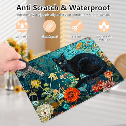 Laptop Skin Sticker Decal 15.6 Inch,12 13 13.3 14 15 15.6 in Laptop Netbook Skins for Notebook,Art Decal Removable Waterproof Scratch Resistant,Universal Vinyl Cover,Blue Flower Cat - color: Blue Flower Cat