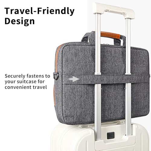DOMISO 14 Inch Laptop Bag, Waterproof Business Briefcase Computer Messenger Shoulder Bag with Strap for Macbook Pro Air/Lenovo IdeaPad/Acer Aspire/HP/Dell XPS 15/ASUS/MSI, Dark Grey - color: Dark Grey, size: 14 Inch