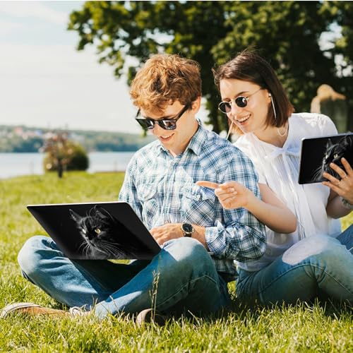 Universal Laptop Skin Sticker with 2 Wrist Pad Skins, Waterproof Scratch Resistant Vinyl Laptop Cover Decal, Cut to Fit for 11–15.6 Inch MacBook HP Dell Lenovo, Black Cat - color: Black Cat