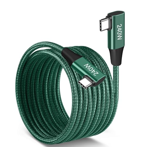Dual Right 240W USB-C to USB-C Cable 10FT Green, Super Fast Charging Type-C to Type-C Charger Cable Braided Compatible with MacBook Pro/Air, iPad Pro,Sam sung Galaxy S23/S22,PS5/PS4,Switch,Laptops - color: Green, size: 10FT, style: Dual 90° Right Angle