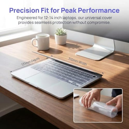 14 Inch Laptop Keyboard Cover Protector Universal for 14" Silicone Laptop Keyboard Cover Skin, Ultra Thin Waterproof Dustproof Silicone Protective Skin -Clear - size: small