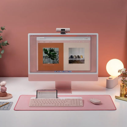 Logitech K585 Slim Wireless Keyboard with Built-in Phone Cradle - Rose | Bluetooth with included USB receiver, connects 2 devices, cradle can hold smartphone or tablet up to 10 in. in landscape mode - color: Rose