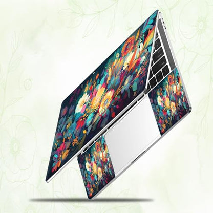 Laptop Skin Sticker Decal, Universal Reusable Vinyl Laptop Cover for 12" 13" 13.3" 14" 15" 15.4" 15.6" Notebook PC, Reusable Waterproof Scratch-Resistant with 2 Wrist Pads,Flowers Watercolour - color: Flowers Watercolour