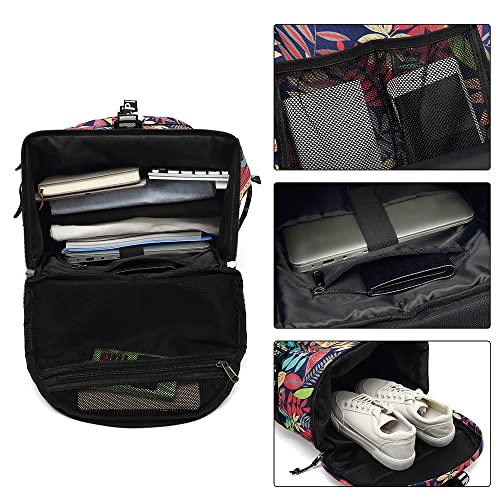Kalesi Gym Duffle Bag Backpack 4-Way Waterproof with Shoes Compartment for travel Sport Hiking laptop - color: Floral-bright