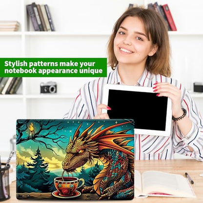 Laptop Skin Sticker Decal, Universal Protective Cover Fit 12 13 14 15.6 Inch Notebook, Reusable Water-Resistant Vinyl Decal w/ 2 Wrist Pads for Business Travel Office, Baby Dinosaur - color: Baby Dinosaur