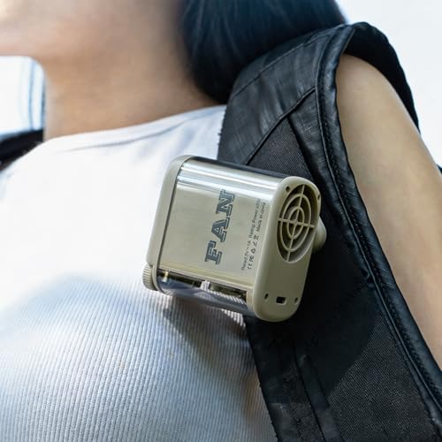 Portable Clip-on Waist Fan, 100-Speed Adjustment, LED Light, USB Rechargeable