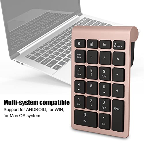 Sanpyl 22 Keys Numeric Keypad, Bluetooth Mini Keyboard, Financial Accounting Number Pad, for Laptop Desktop, PC(Rose Gold) - color: Rose gold
