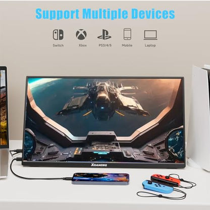 XGaming Portable Monitor 15.6 Inch 1080P FHD IPS USB-C Laptop Monitor, HDMI Computer Display w/Smart Cover & Speakers, Ultra Slim HDR Gaming External Screen for Laptop PC Phone Mac Xbox PS4 Switch