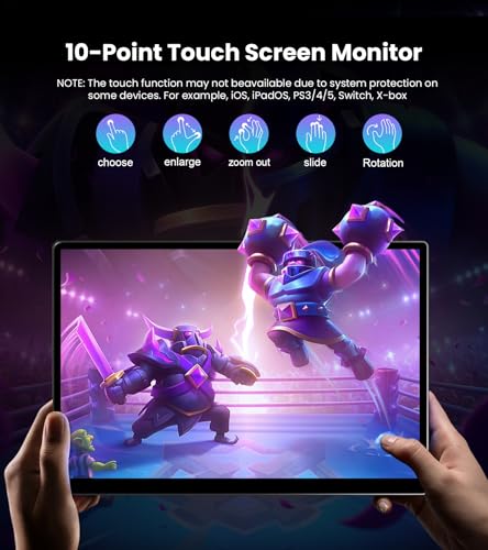 14 Inch Touchscreen Portable Monitor, 1920x1200 FHD IPS Display, 16:10 Aspect Ratio, 100% sRGB, HDMI VGA DVI Inputs, Industrial Touch Screen for POS Kiosk, Laptop, PC, Ras Pi, Game Console - size: 14-inch