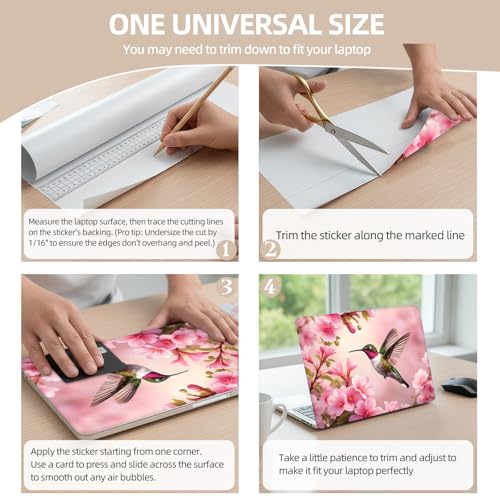 Universal Laptop Skin Sticker for 12/13/14/15.6 Inch Laptops, Reusable Vinyl Laptop Decal Cover, Waterproof Scratch Resistant Notebook Skin with 2 Wrist Pads,Garden Hummingbird - color: Garden Hummingbird