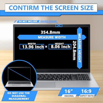 Magnetic Laptop Privacy Screen 16 Inch 16:9, Removable Privacy Filter | Compatible with Samsung HP Dell Asus Acer Sony Lenovo LG Thinkpad Toshiba, Anti Spy, Anti Glare, Blue Ray Reduction - size: 16 in 16:9 privacy screen