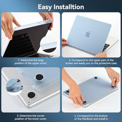 BlueSwan for MacBook Air 13 inch Case, M5 M4 M3 M2 2026-2022 Laptop Cover | 100% Match Official Color, Matte Grippy Texture, Scratch Resistant, Easy to Snap on, Air 13.6 Protective Hard Shell - color: Sky Blue Clear