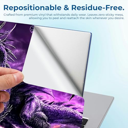 Reusable Universal Laptop Skin Sticker, Cut to Fit for 11.6–15.6 Inch Laptops, Waterproof Protective Film, No-Residue - Purple Dragon - color: Purple Dragon