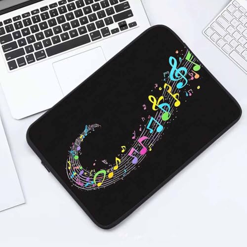 Laptop Sleeve Bag 15.4 15.6 Inch,Colourful Music Note Black Protective Polyester Computer Cases Laptop Cover Briefcase Bag Tablet Travel Cover - color: LPS-008
