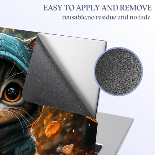 Universal Laptop Skin Sticker Decal,15.6 Inch Laptop Vinyl Cover for 13" 14" 15.6" Laptop,Scratch-Resistant Waterproof Protector Wrap,Reusable with Wrist Pads,Autumn Lantern Cat - color: Autumn Lantern Cat