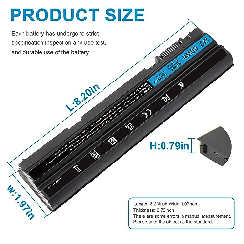 T54FJ M5Y0X 8858X Laptop Battery for Dell Latitude E6420 E6520 E6530 E5420 E5520 E5430 E5530 Inspiron 17r-7720 17r-se-7720 17r-5720 15r-5520 15r-7520 P/N: T54F3 P8TC7 P9TJ0 R48V X57F1 M421R M521R - size: 8.2*1.97*0.79inch