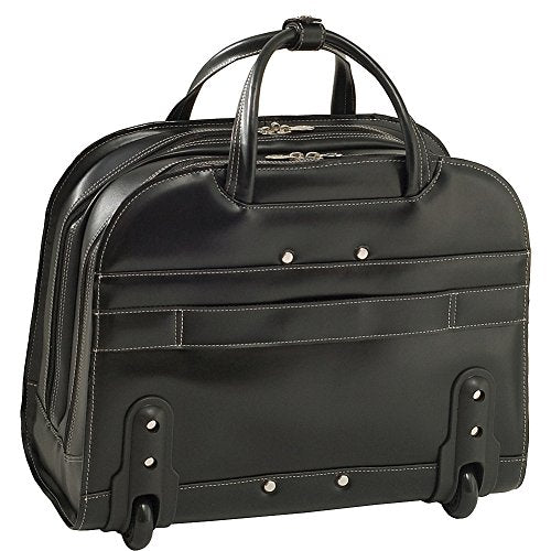McKlein DAVIS, Top Grain Cowhide Leather, 15" Horizontal Wheeled Ladies' Laptop/Computer & Tablet Business Briefcase/Rolling Overnight Travel Bag, Removable trolley case