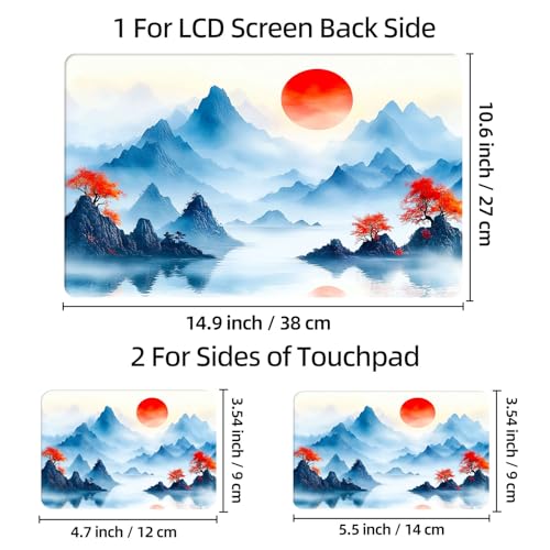 Universal Laptop Skin Sticker Decal, 12"-15.6" Aesthetic Vinyl Wrap, Japanese Mountain Sunset Waterproof Notebook Cover Art Protector for MacBook HP Dell Lenovo, Fits 13" 14" 15" 15.6" - color: Japanese Mountain Sunset