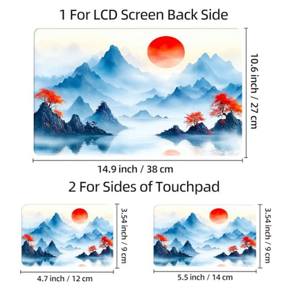 Universal Laptop Skin Sticker Decal, 12"-15.6" Aesthetic Vinyl Wrap, Japanese Mountain Sunset Waterproof Notebook Cover Art Protector for MacBook HP Dell Lenovo, Fits 13" 14" 15" 15.6" - color: Japanese Mountain Sunset