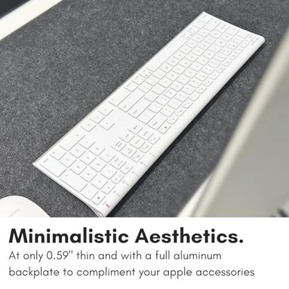 Macally Wireless Bluetooth Keyboard for Mac - Compatible Apple Keyboard or MacBook Pro/Air, iMac - Multi-Device, Up to 3 Devices with 110 Keys, 20 Shortcuts, Numeric Keypad, and Rechargeable - White - color: White