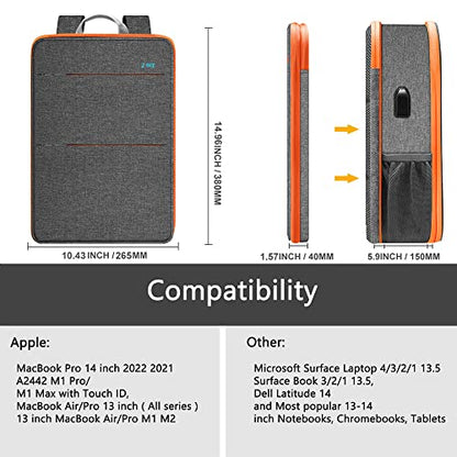 Slim & Expandable Laptop Backpack Water Resistant Backpack Travel Backpack Compatible with MacBook Air/Pro/Neo 13-14 inch, XPS 13/14, Surface 13.5" and Most 13-14 Notebooks，G01OG01 - color: G01og01, size: 13"-14"
