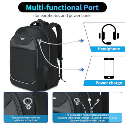 Travel Laptop Backpack for Men, Anti Theft Slim Durable Backpack for Women, with USB Port, Waterproof Business Computer Bag, for 18.4 inch Laptop and Notebook - Black - size: Large
