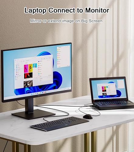 VGA to HDMI Adapter Cable 6FT, VGA (Source) to HDMI (Display) Cable with Audio & USB Power, 1080P@60Hz Display Cord from Desktop PC Laptop to TV Monitor Projector