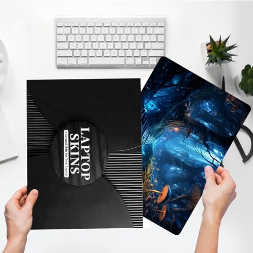 Universal Laptop Skin Sticker with 2 Wrist Pad Skins, Waterproof Scratch Resistant Vinyl Laptop Cover Decal, Cut to Fit for 11–15.6 Inch MacBook HP Dell Lenovo, Forest Mushroom - color: Forest Mushroom