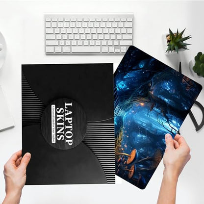 Universal Laptop Skin Sticker with 2 Wrist Pad Skins, Waterproof Scratch Resistant Vinyl Laptop Cover Decal, Cut to Fit for 11–15.6 Inch MacBook HP Dell Lenovo, Forest Mushroom - color: Forest Mushroom