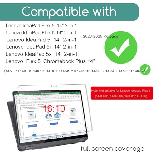 KEANBOLL 2 Pack Blue Light Blocking Screen Protector for Lenovo Ideapad Flex 5/5i 14" 2-in-1, IdeaPad 5/5i/5x 14" 2-in-1 Laptop & Flex 5i Chromebook Plus - Anti Blue Light Anti-Glare Shield (14-Inch) - color: Anti Blue Light