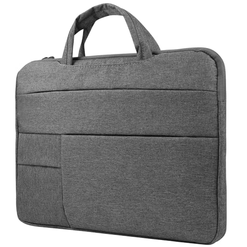 15.6 Inch Laptop Briefcase Sleeve with Hideaway Handles, Slim Work Carry Case, Front Zipper Pocket, Quick Access Fastener Pouch, Low Profile Business Handbag for Commuting, Meetings, Office Travel
