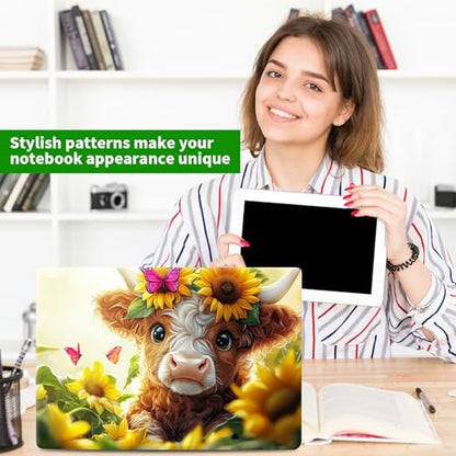 Laptop Skin Sticker Decal, Universal Protective Cover Fit 12 13 14 15.6 Inch Notebook, Reusable Water-Resistant Vinyl Decal w/ 2 Wrist Pads for Business Travel Office, Cute Cow Flowers - color: Cute Cow Flowers