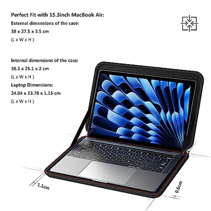 Smatree 15 inch Hard Sleeve Case for 15.3 inch MacBook Air 2025 M4/2024 M3/2023 M2, 15.6 inch HP EliteBook 650/655, ProBook 450/455, ZBook Power G9/G10, Pavilion 15, 15.6 inch Dell Inspiron 15 | Compatible for MacBook Air 2023 M2, HP EliteBook 650/655, Pr