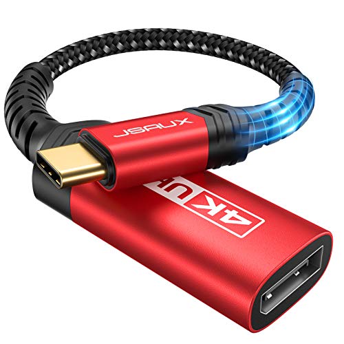 JSAUX USB Type C to DisplayPort Adapter 4K@60Hz, C to Display Port Cable, Compatible with MacBook Pro 2019 2018, Surface Book, Dell XPS, Samsung Galaxy S21 S20 Note 20-Red - color: Red, size: 0.7ft