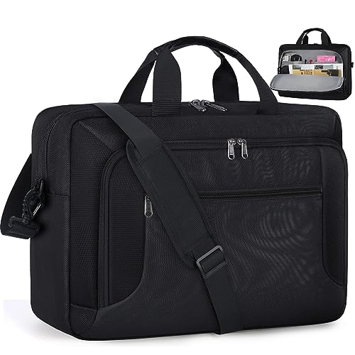Laptop Bag 17.3 Inch Laptop Briefcase for Men Work Laptop Case Computer Bag | Large Waterproof 17 Inch Laptop Bag for Men & Women, Adjustable Shoulder Messenger Bag for Business, Travel, College, Black - color: Black, size: 17 inch