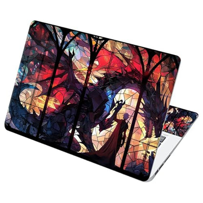 Universal Laptop Skin Sticker with 2 Wrist Pad Decals, 3-Piece Removable Vinyl Laptop Cover, Glass Dragon Waterproof Anti-Scratch, Easy-Trim Fit for 13.3" 14" 15.6" Laptops - color: Glass Dragon