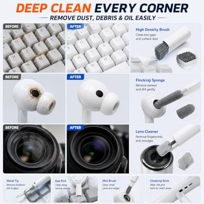 33-in-1 Electronics Cleaning Kit, Magnetic Professional Keyboard Cleaner with Retractable Brush, Screen Cleaner and Earbud Cleaning Pen for Computer, iPhone, Laptop, PC and Airpods