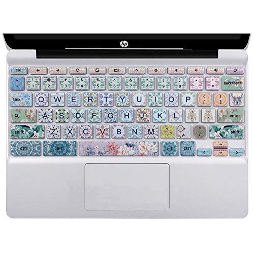 Keyboard Cover Skin for HP Chromebook 11 x360 11.6,G2/G3/G4/G5/G6 EE/G7 EE 11.6, 14-ca 14-ak14-X Series/HP Chromebook 14 G2 G3 G4 Keyboard Protector,Garland - color: Garland