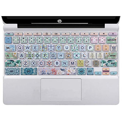 Keyboard Cover Skin for HP Chromebook 11 x360 11.6,G2/G3/G4/G5/G6 EE/G7 EE 11.6, 14-ca 14-ak14-X Series/HP Chromebook 14 G2 G3 G4 Keyboard Protector,Garland - color: Garland