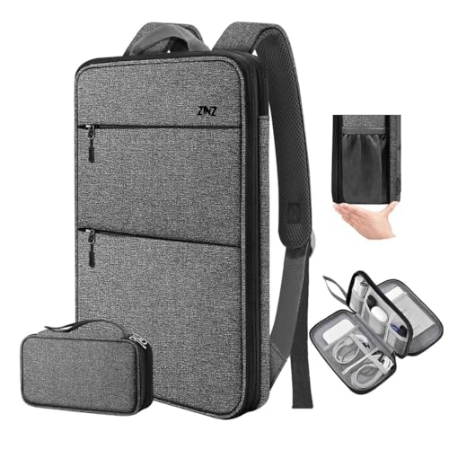 ZINMARK Slim Expandable Laptop Backpack with Small Case for 15-16 inch Notebooks,Water Resistant Computer Bag for College Business for Men Women，Dark Gray Black - color: Dark Gray Black
