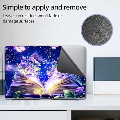 Aesthetic Laptop Skin Sticker, Magical Open Book Waterproof Vinyl Laptop Decal, Removable Bubble Free, Reusable Protective Cover for 13 14 15 15.6 Inch - color: Magical Open Book