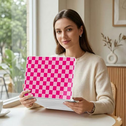 MEEgoodo 4-in-1 Printed Case for MacBook Neo 13 inch 2026 Release Model A3404, Laptop Hard Shell Cases with Keyboard Skin & Screen Protector & Webcam Covers, Rose&Light Pink Checkerboard - color: Rose&Light Pink Checkerboard