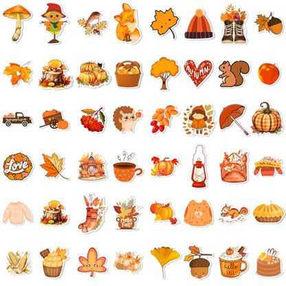 XZENTIRA 101 PCS Fall Stickers, Cute Autumn Thanksgiving Style Stickers for Laptop Scrapbooking Water Bottles Envelopes, Harvest Party Favorites, Pumpkin Maple Leaf Sticker Decals for Kids Teens Adult - style: Fall
