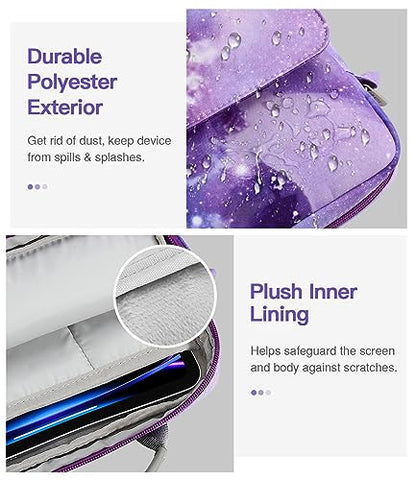 MoKo 9-11 Inch Tablet Sleeve Bag Handle Carrying Case with Shoulder Strap | Fits iPad Pro/Air/A16 11-inch, iPad 10th 10.9, iPad 9/8/7th 10.2, iPadAir 5/4th 10.9 and Tab S8/S9 11-inch, Purple Starry - color: Purple Starry Sky, size: 9-11 inch